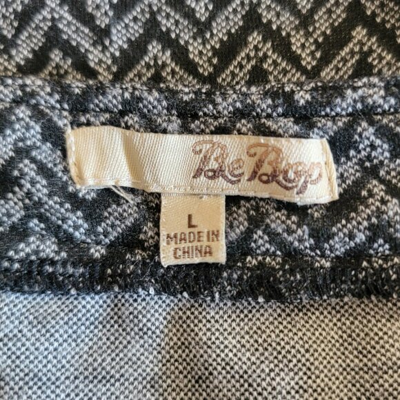 Retro Indie Twee Women L Black Gray Chevron Mini Dress Ruffle Bib Panel 2000s - Picture 2 of 14